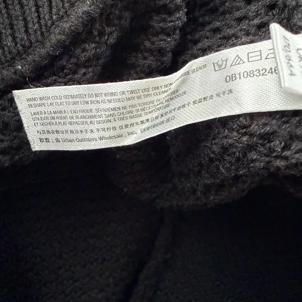 Free People Beach Hailee Waffle Stitch Black Wide Leg Pants Women XS Chunky Knit - Image 8