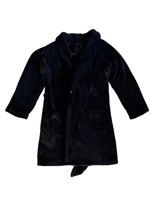 Victoria’s Secret Black Plush Robe M/L Gold Logo - Image 5