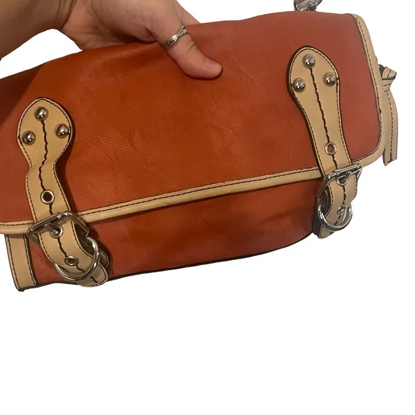 Shiraleah Leather Orange Tan Long Western‎ Shoulder Purse - Image 3