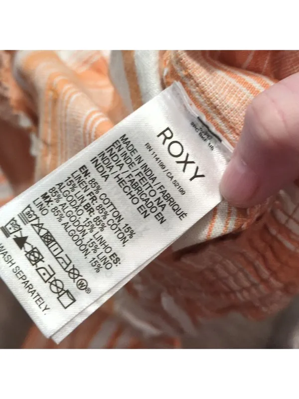 Roxy Orange And White Striped Linen Blend Pants Size XL - Image 7
