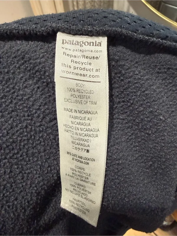 Patagonia Hooded Fleece Jacket - Blue & Black - Image 7