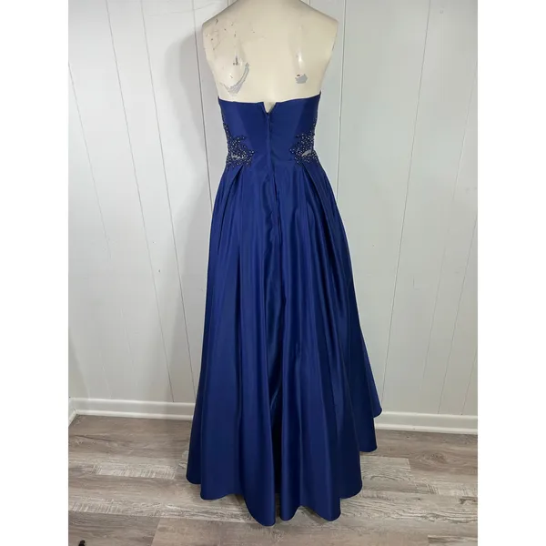 Blondie Nites Womens Juniors Blue Sweetheart Neck Evening Gown Pockets Size 3 - Image 10