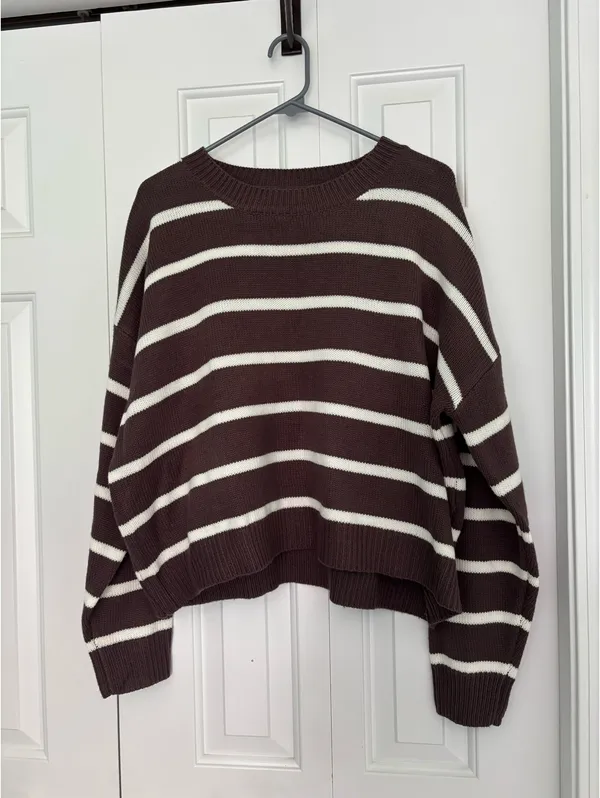 SheIn Striped Crop Sweater - Image 2
