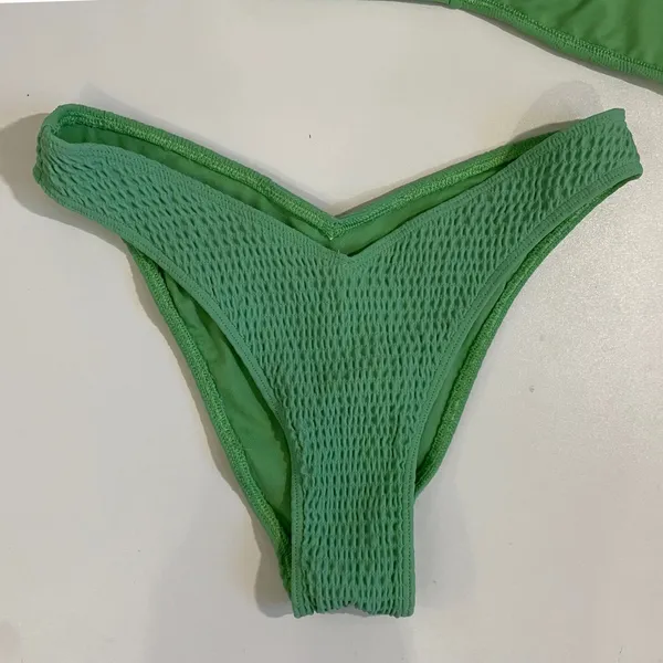 Hollister Sage Green Textured Triangle‎ Wrap Bikini Set S Top XS Cheeky Bottoms - Image 3