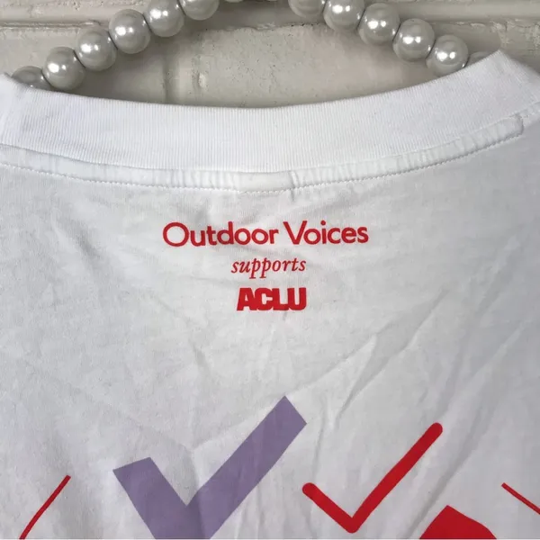 NWT Outdoor Voices Limited Edition Exercise Your Rights White Tee Size M - Image 9