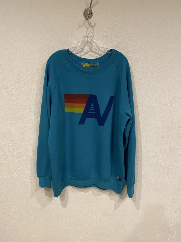 Aviator Nation Big Logo Sweatshirt Womens 2XL Blue Rainbow AV Fleece Pullover - Image 2