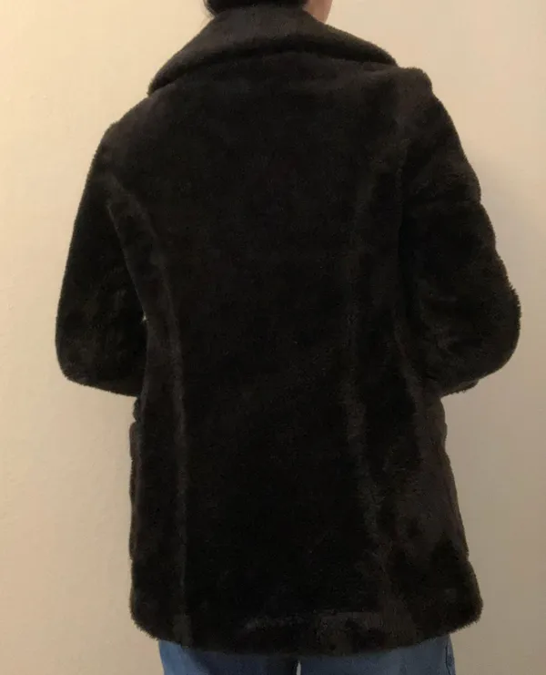 vintage sear’s brown/black fur pea coat - Image 5