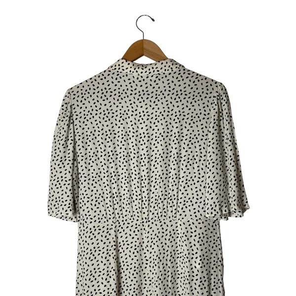 MNG Mango Jumpsuit Women Medium Cream Black Dot NWOT Wide Leg Pocket Preppy - Image 5