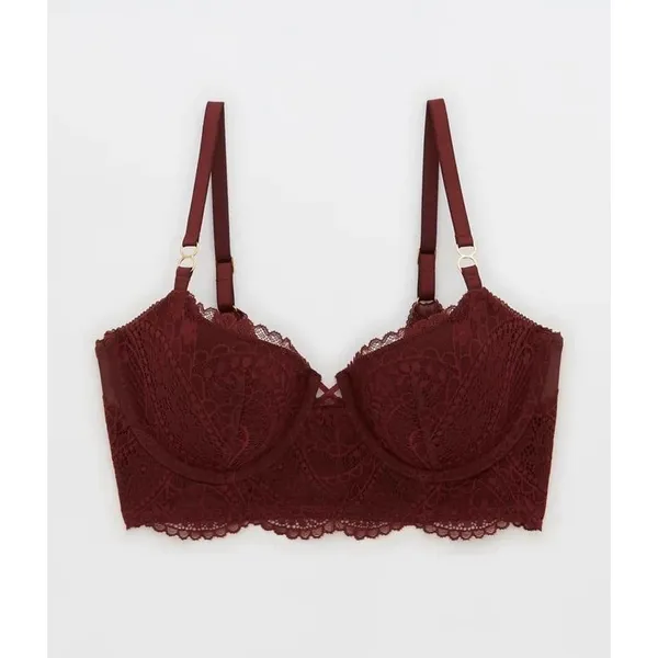 Aerie Real Power Paisley Lace Balconette Bra Royal Berry Size 34C - Image 11