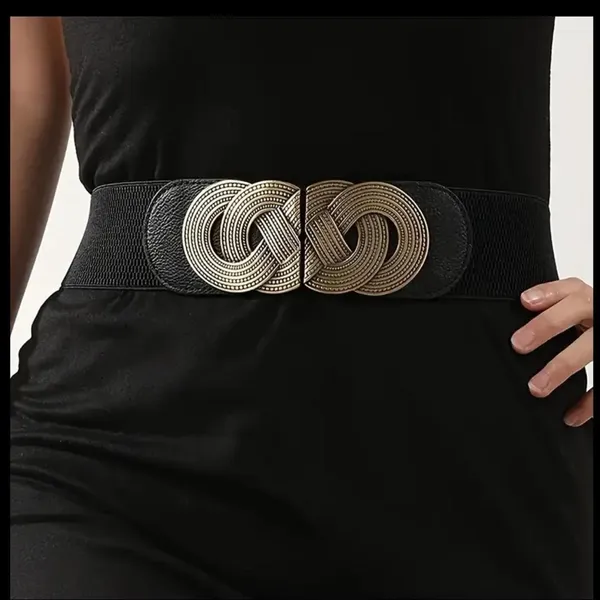 Black‎ Chic Retro-Style Pu Leather Elastic Corset Belt Versatile Waist Strap - Image 7