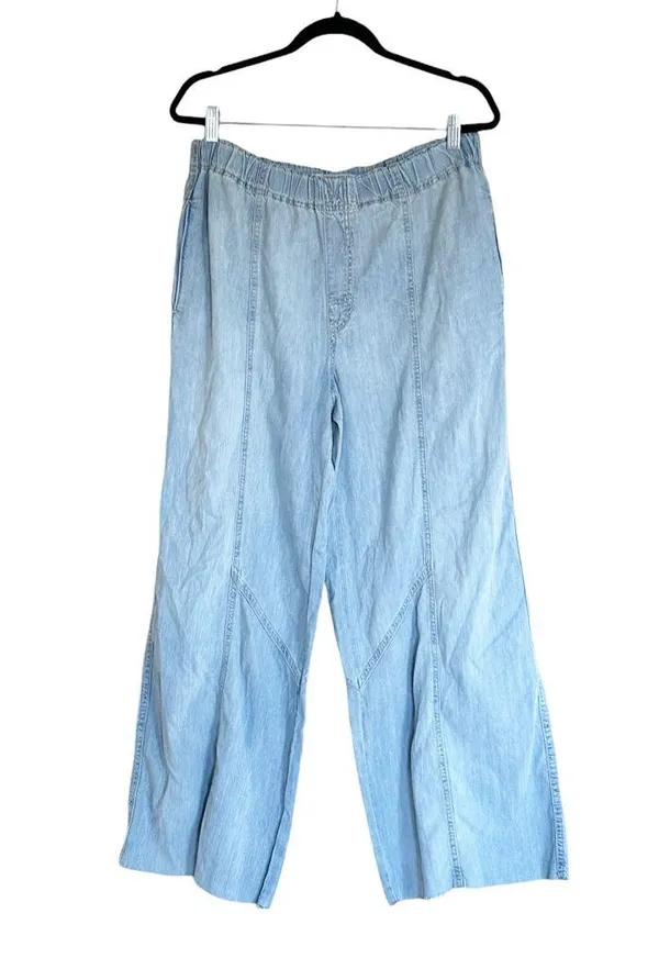 Nwot We The Free X Free People Wide Leg Pull On Frayed Hem Pant Medium - Image 4