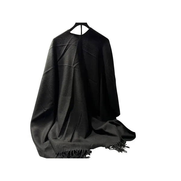 V. Fraas Black Acrylic Fringe Wrap Shawl Open Front Cape One Size - Image 4
