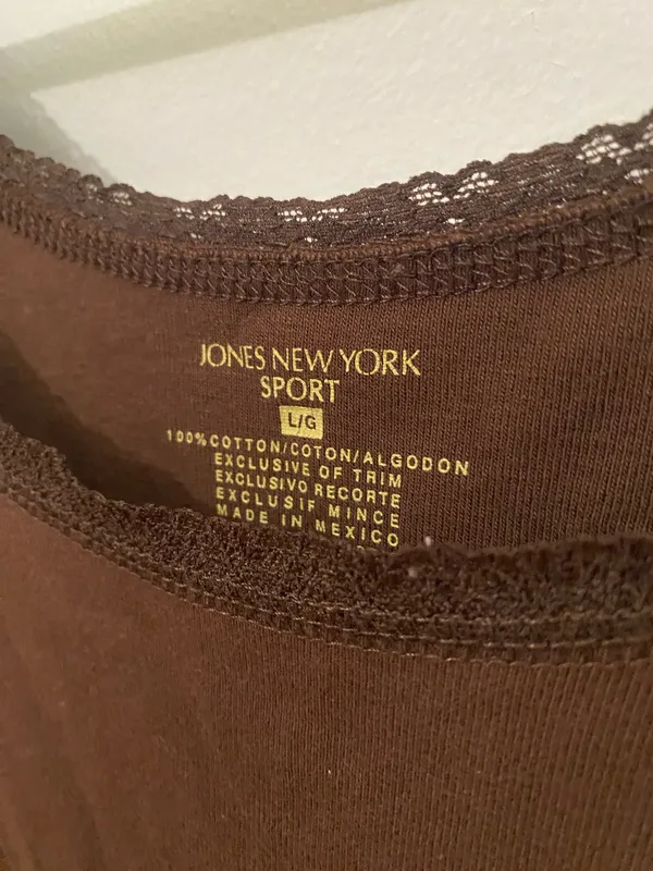 Jones New York Brown Lace-Trim Tank - Image 3