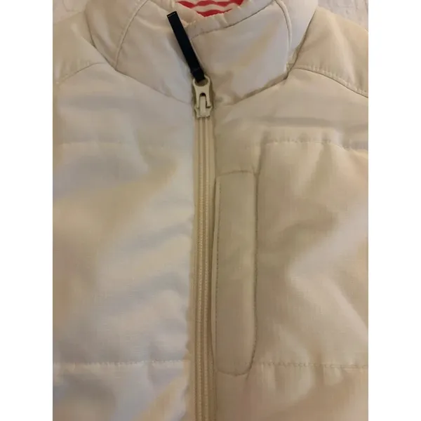 Vineyard Vines Cream Puffer Vest Womens Small Fleece Lined Zip Preppy Coastal - Image 2