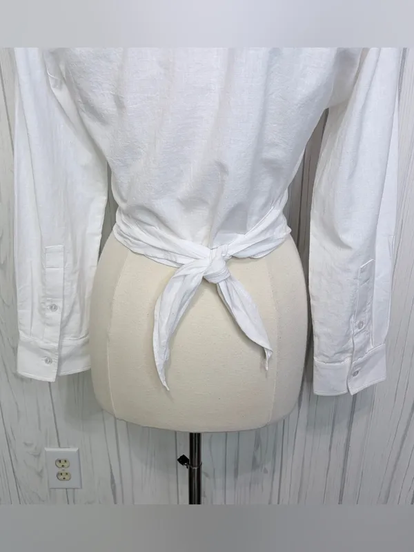 NWT CHASER Portofino‎ White Cotton Cropped Wrap Top, S/M - Image 10