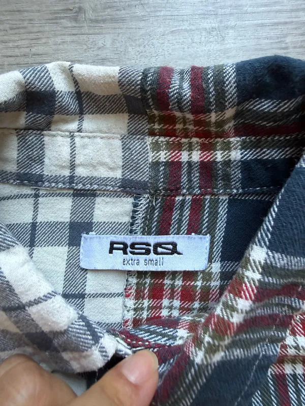 RSQ Plaid Colorblock Cropped Long Sleeves Shirt Size XS Junior - Image 3