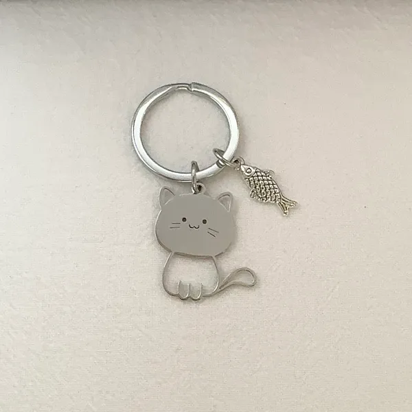 Cat Fish Keychain Charm for Men Women Car Keychain Key Ring Bag Charm - Image 2