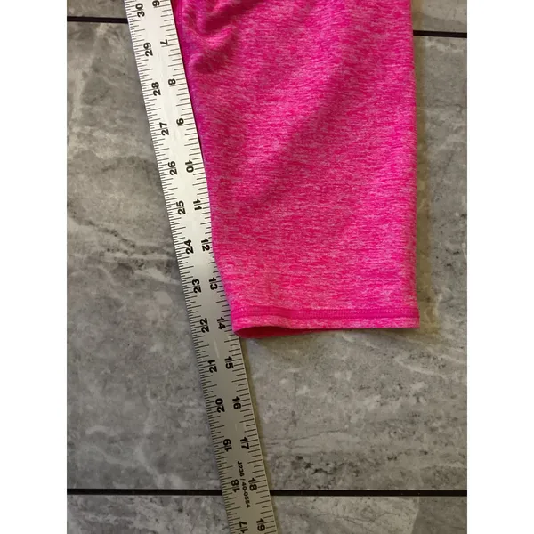 Alo Yoga Womens Neon Pink Heathered Cropped Capri Leggings Ribbed Waistband - Image 6