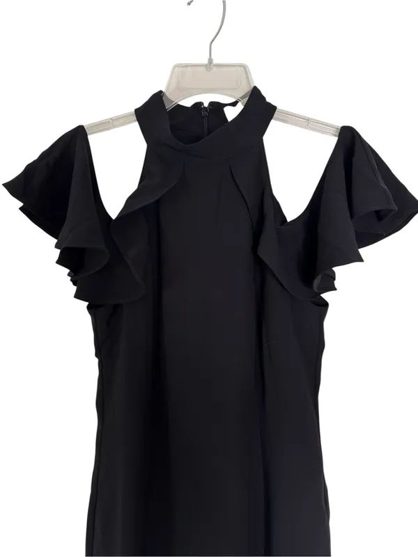 NWT Amanda Uprichard Haven Open Shoulder Ruffle Dress In Black Size S - Image 5