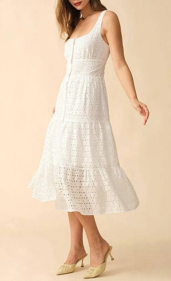 Rihoas Square Neck Tiered Hem Midi Dress - Image 2