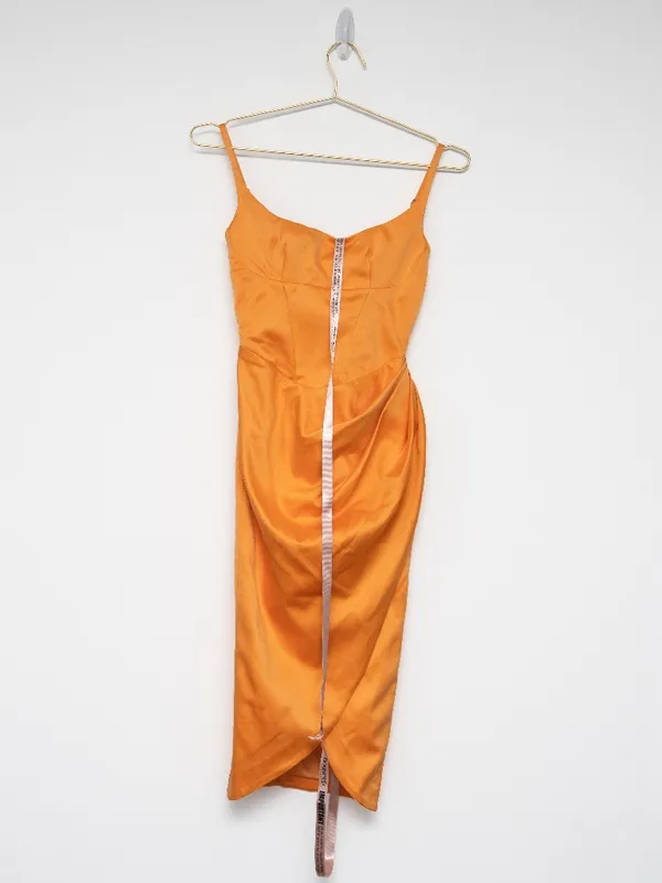House of CB - Bianca Tangerine Satin Corset Midi Dress - Image 2