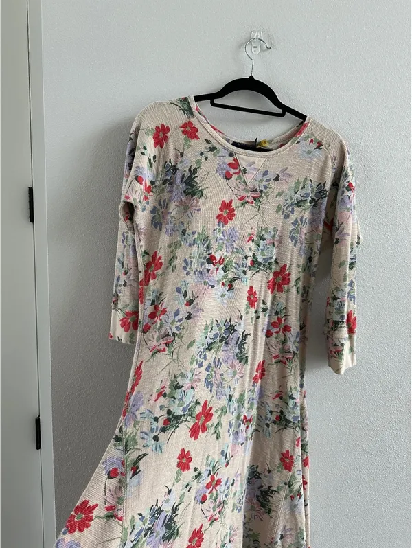 Polo Ralph Lauren Thermal Floral print knitted dress in beige XL - Image 3