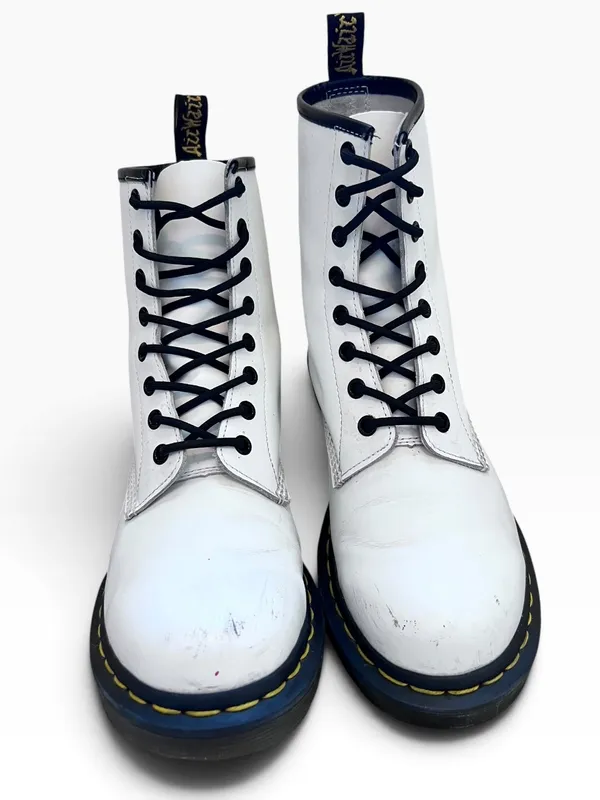Dr. Martens 1460 Smooth Leather Lace-Up Boots in White - Image 11