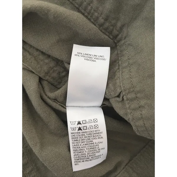Lucky Brand Utility Field Jacket Womens Size M Olive Green Safari Linen Blend - Image 6