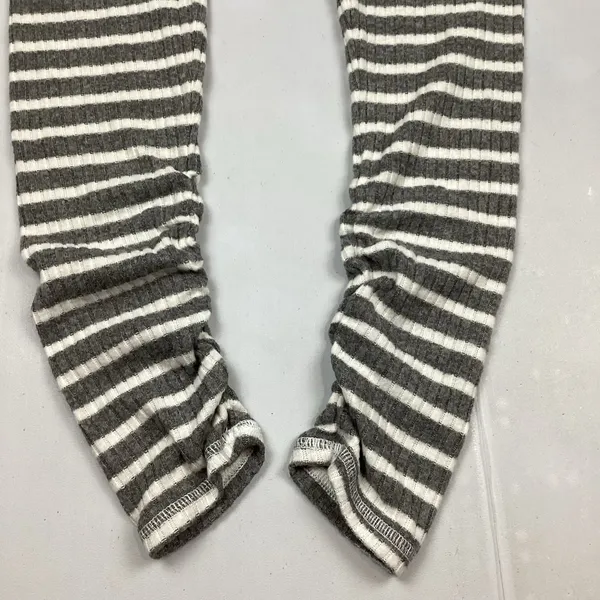 Aerie Gray and White Striped Ribbed Leggings Ruched ankle Loungewear Small NEW! - Image 3