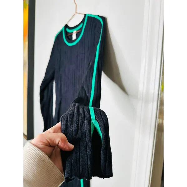 DAILY PRACTICE ANTHROPOLOGY Long-Sleeve Black Green Sporty Sweater Dress NWT XL - Image 5