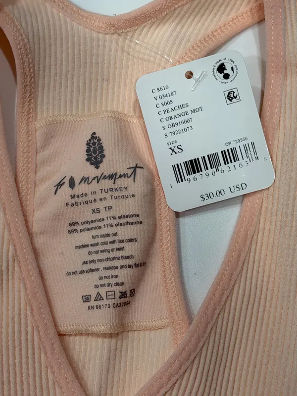 Free People Movement Free Throw Crop Tank V Neck Peach Orange - Image 2