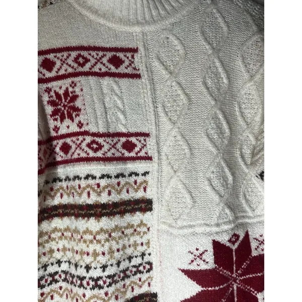 American Eagle AE Mock Neck Jumper Fair Isle Chunky Sweater Size Small S Holiday - Image 2