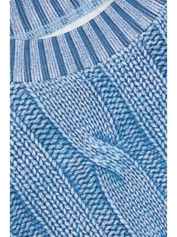 NWT Rag & Bone Miramar Cable-Effect Sweatshirt in Indigo Cotton Fleece M - Image 4