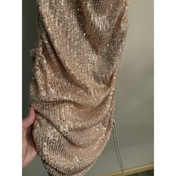 NWT HELLO MOLLY Gold/Bronze Sparkle Sequin Mini Dress Size‎ 6 Medium - Image 4