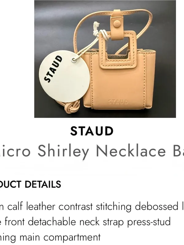 STAUD Micro Shirley Necklace Bag Tan Leather Micro Bag Charm - Image 15