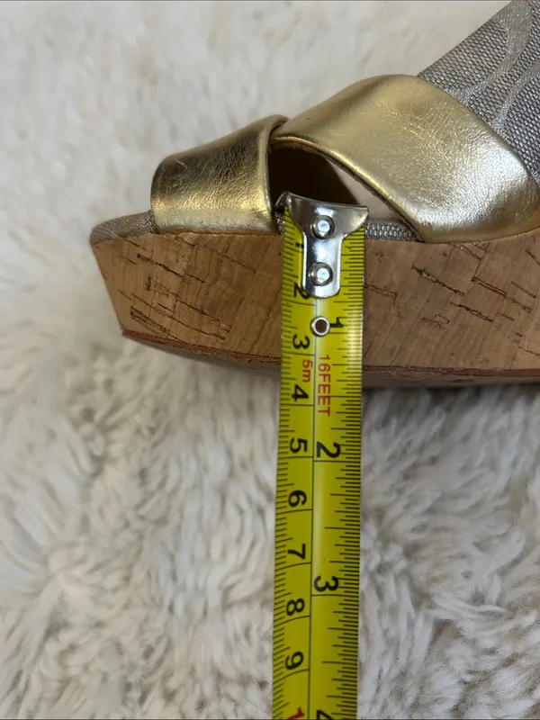 Coach Jessy Gold Metallic Canvas Logo Wedge Heeled Sandals - Image 12