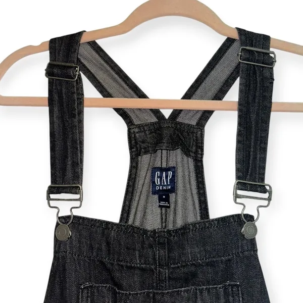 Gap Women's Medium Black Denim Crop Overalls Bib Dungarees Adjustable - Image 3