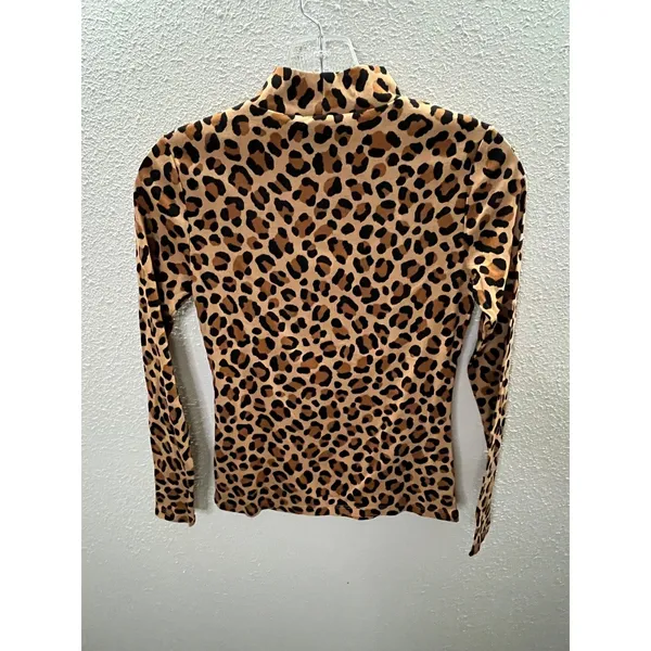 Ann Taylor Womens XXSP Petite Leopard Print Long Sleeve Mock‎ Neck Top - Image 4