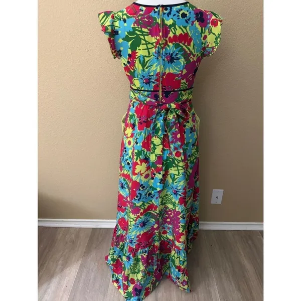 ModCloth Neon Floral V‑Neck Maxi Dress in Pink, Blue, Green, Yellow - Image 4