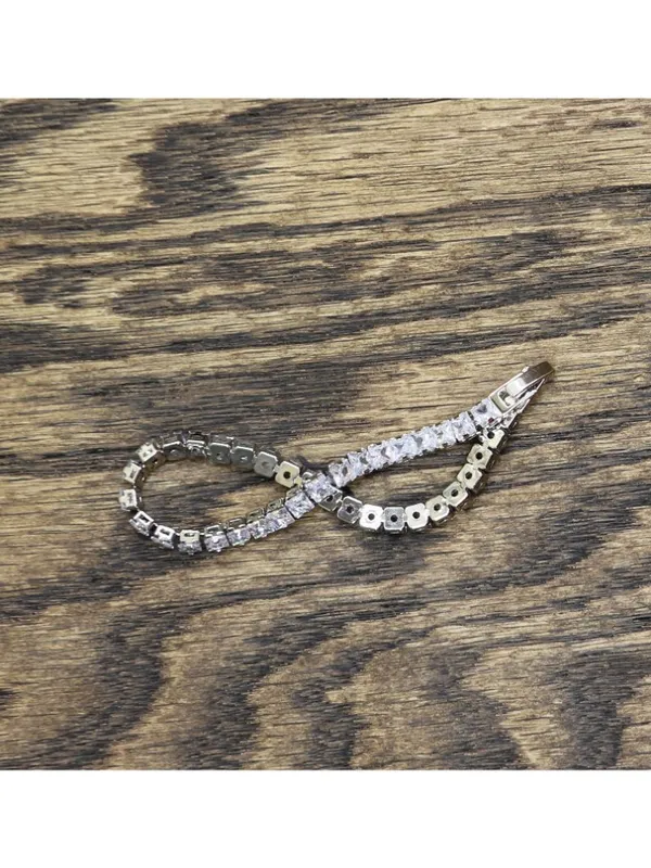NEW Cut Crystal Tennis Bracelet with Safety Clasp Silver Gray / Clear 7" - Image 3