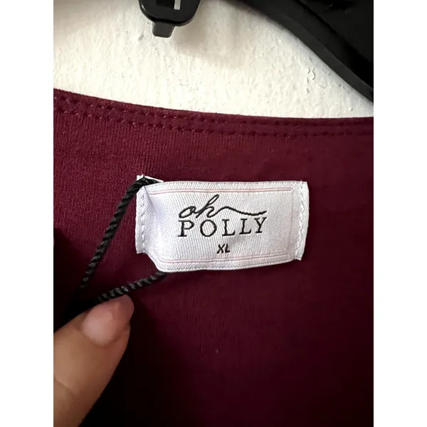 Oh Polly Ainslee Modal Square-Neck Bodycon Midi Dress in Wine Size XL - Image 6