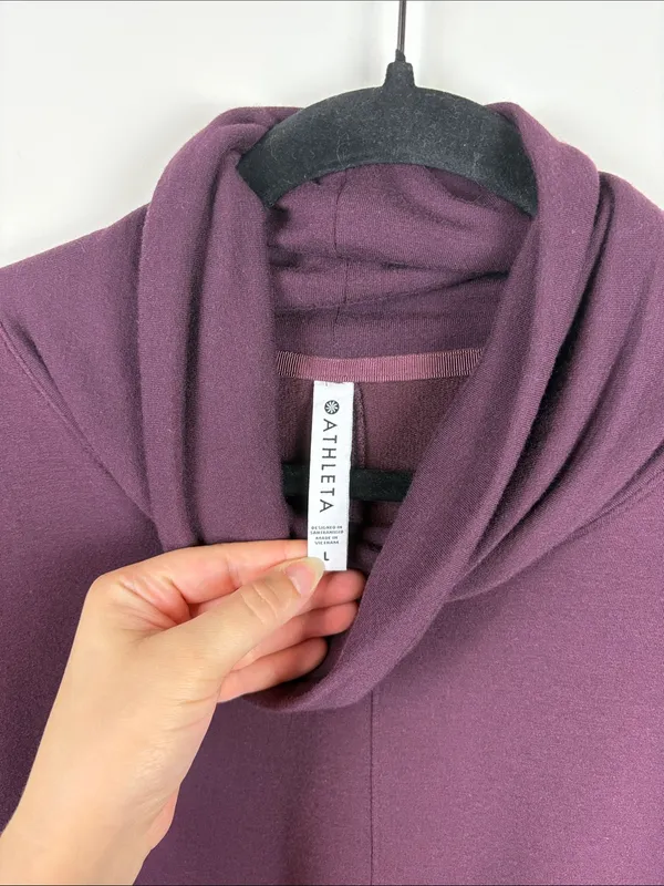 Athleta Ethereal Brushed Funnel Neck Sweater Sweatshirt Spiced Cabernet Large - Image 4