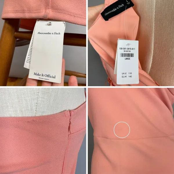 Abercrombie & Fitch Dress Crossover Bodice NWT‎ FLAWS Peach Pink Size Large - Image 15