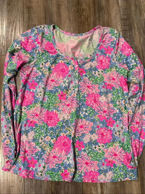 Lilly Pulitzer PJ Knit Henley Top Lil Soiree All Day - Image 5