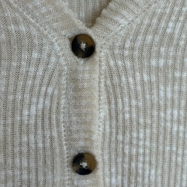 American Eagle Ribbed Babydoll Henley Top Cream Peplum Long Sleeve XXS - Image 2