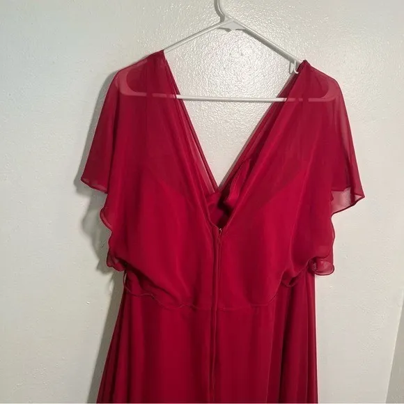 Morilee Women's Plus Size 22 Bridesmaid Dress 21667 Claret Red Short Flutter Slv - Image 7