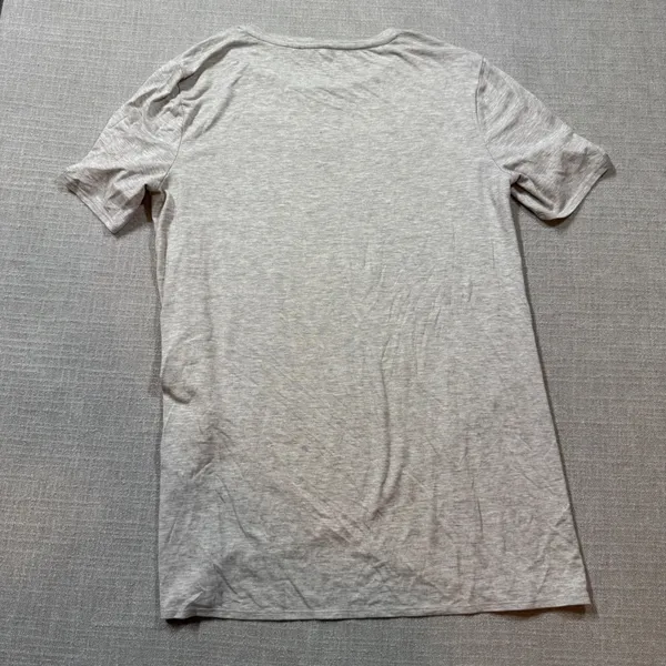 Banana Republic T-Shirt Womens Medium Gray Heather Cross Front Short Sleeve‎ - Image 2