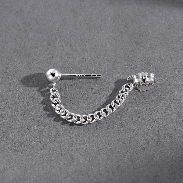 925 Silver Plated Tassel Chain Dangle Drop Earrings for Men Women - Image 3