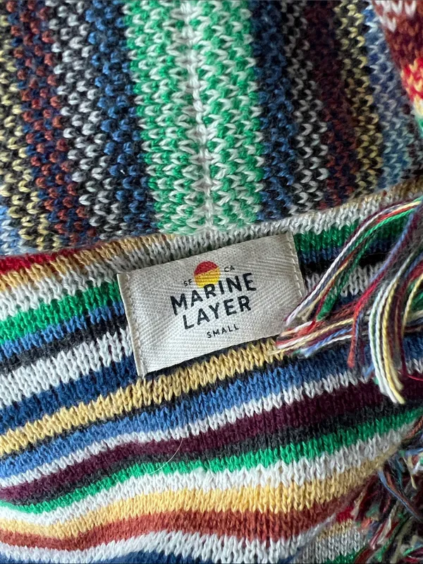Marine Layer Almere Long Fringe Cardigan In Multi Stripe Small - Image 5