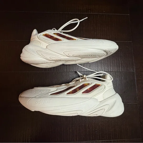 Adidas Ozelia Off White Sneakers Burgundy Tortoise Shell Details Womens‎ 8 90s - Image 6